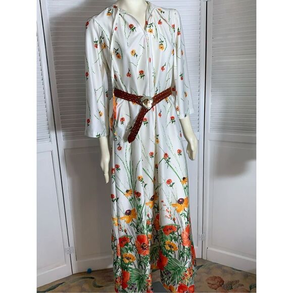 Vintage Floral Pullover Dress Robe LOUNGEES Nightgown - Picture 1 of 16